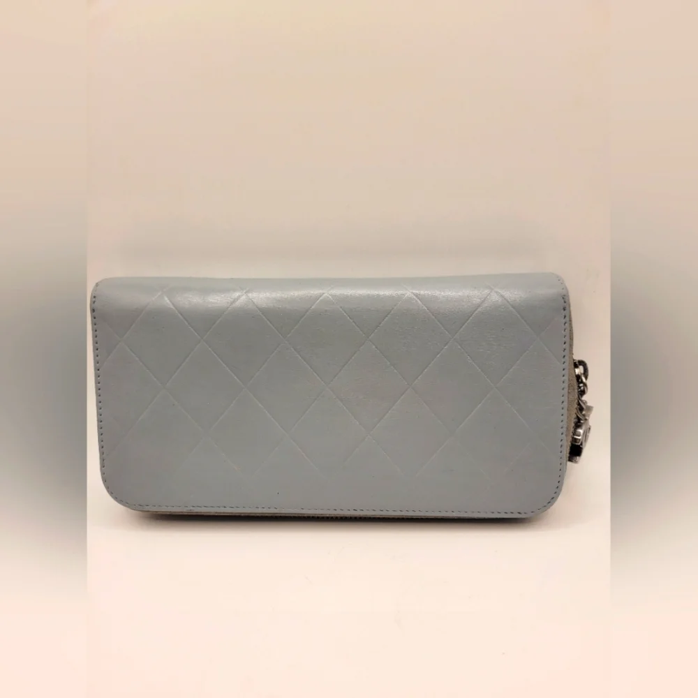 Chanel Bifold Gray Lambskin Wallet